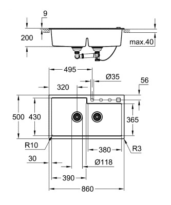 Grohe K500 Kompozit Eviye - 31649AP0 - 2