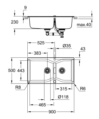 Grohe K700 kompozit eviye - 31658AP0 - 2