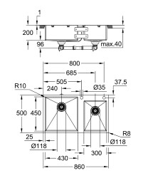 Grohe K700 Paslanmaz çelik eviye - 31855SD0 - 2