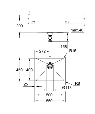 Grohe K700U Paslanmaz çelik eviye - 31574GN1 - 2