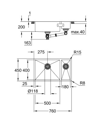 Grohe K700U Paslanmaz çelik eviye - 31575SD1 - 2