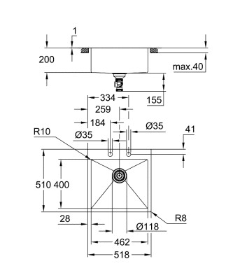 Grohe K800 Paslanmaz çelik eviye - 31583SD1 - 2