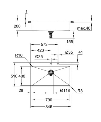 Grohe K800 Paslanmaz çelik eviye - 31584SD1 - 2