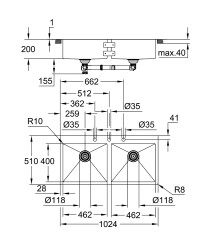 Grohe K800 Paslanmaz çelik eviye - 31585SD1 - 2
