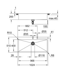 Grohe K800 Paslanmaz çelik eviye - 31586SD1 - 2