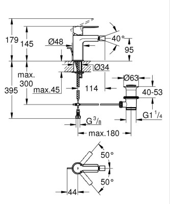 Grohe Lineare New Bide Bataryası S-Boyut - 33848001 - 2