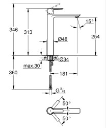 Grohe Lineare New Lavabo Bataryası XL-Boyut Paslanmaz Çelik - 23405DC1 - 2