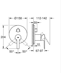 Grohe Lineare Tek kumandalı 3 yönlü banyo bataryası - 24095DC1 - 2