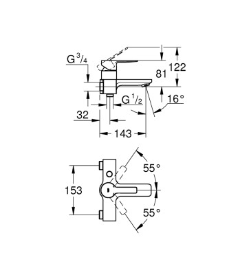 Grohe Lineare Tek kumandalı banyo bataryası - 23820001 - 2