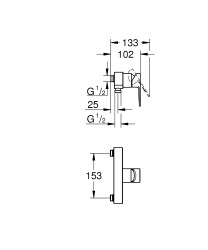 Grohe Lineare Tek kumandalı duş bataryası - 23821001 - 2