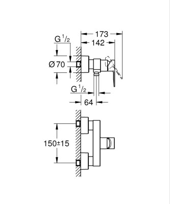 Grohe Lineare Tek kumandalı duş bataryası - 33865AL1 - 2
