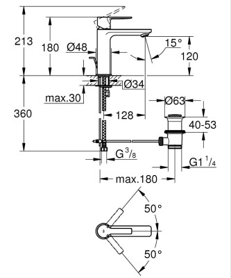 Grohe Lineare Tek kumandalı lavabo bataryası
S-Boyut - 32114AL1 - 2