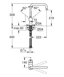 Grohe Minta Tek kumandalı Eviye Bataryası - 32488DC0 - 2
