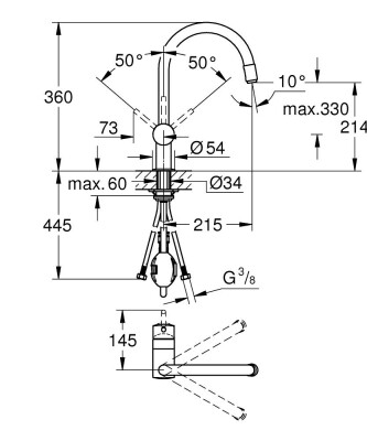 Grohe Minta Tek kumandalı eviye bataryası - 3291800E - 2