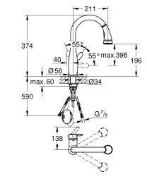 Grohe Parkfield Eviye Bataryası - 30215001 - 2