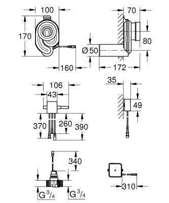 Grohe Pisuar için sıcaklık sensörü - 39368000 - 2