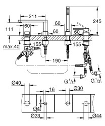 Grohe Plus Dört delikli küvet bataryası - 29307DC3 - 2