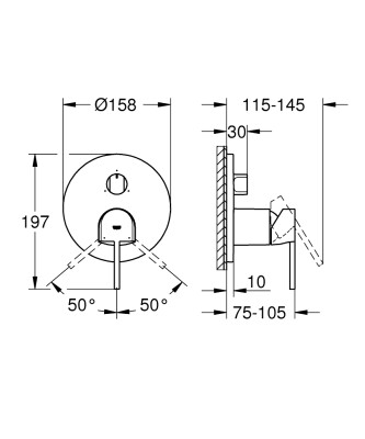 Grohe Plus Tek kumandalı 3 yönlü banyo bataryası - 24093DC3 - 2