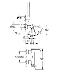 Grohe Plus Tek kumandalı banyo bataryası - 33547003 - 2