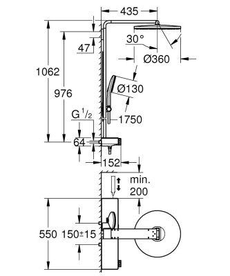 Grohe Rainshower Aqua Pure Duvara monte termostatlı duş sistemi - 100964KI00 - 2