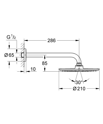 Grohe Rainshower Cosmopolitan 210 Tek akışlı tepe duşu seti 286 mm - 26052000 - 2