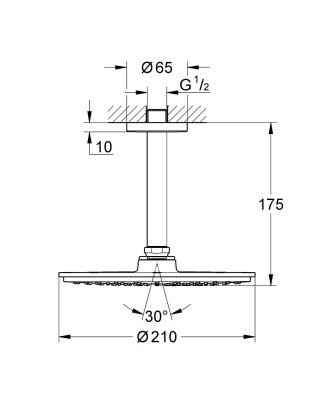 Grohe Rainshower Cosmopolitan 210 Tepe duşu seti 142 mm, tek akışlı - 26063000 - 2