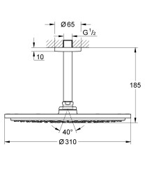 Grohe Rainshower Cosmopolitan 310 Tepe duşu seti 142 mm, tek akışlı - 26067A00 - 2