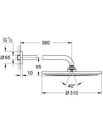 Grohe Rainshower Cosmopolitan 310 Tepe duşu seti 380 mm, tek akışlı - 26056000 - 2