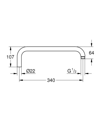 Grohe Rainshower Duş başlığı dirseği 340 mm - 14014000 - 2