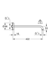 Grohe Rainshower Duş kolu 422 mm - 26146000 - 2