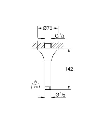 Grohe Rainshower Grandera Duş başlığı dirseği 142 mm - 26899000 - 2