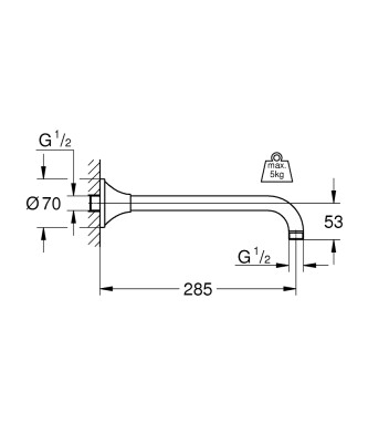 Grohe Rainshower Grandera Duş başlığı dirseği 285 mm - 26900IG0 - 2