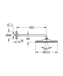 Grohe Rainshower Mono 310 Baş duş seti 422 mm, 1 püskürtme - 26558GL0 - 2