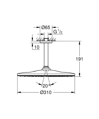 Grohe Rainshower Mono 310 Baş duş seti tavan 142 mm, 1 sprey - 26560A00 - 2