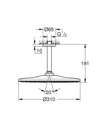 Grohe Rainshower Mono 310 Baş duş seti tavan 142 mm, 1 sprey - 26560GL0 - 2