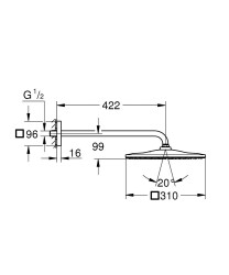 Grohe Rainshower Mono 310 Cube Tepe Duşu - 26564000 - 2