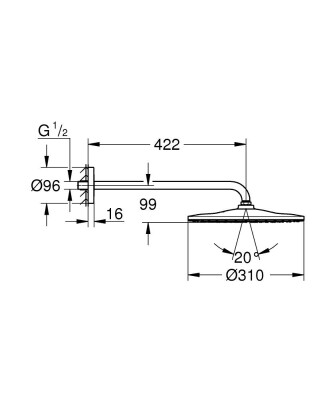 Grohe Rainshower Mono 310 Tepe duşu seti 422 mm, tek akışlı - 22121KF0 - 2