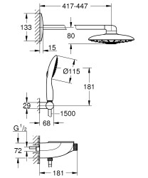 Grohe Rainshower Smart Control 360 Duo Termostatik Ankastre Duş Bataryası - 26443000 - 2