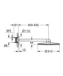 Grohe Rainshower SmartActive 310 Tepe duşu seti 430 mm, 2 akışlı - 22123KF0 - 2