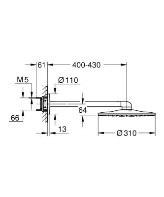 Grohe Rainshower SmartActive 310 Tepe duşu seti 430 mm, 2 akışlı - 22123KF0 - 2