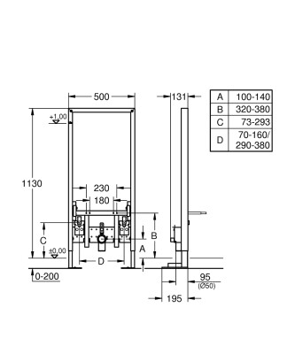 Grohe Rapid SL Bide için gömme rezervuar, 1.13 m montaj yüksekliği - 38581001 - 2