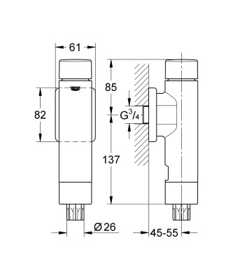 Grohe Rondo A.S. Klozet için yıkama valfi - 37347000 - 2
