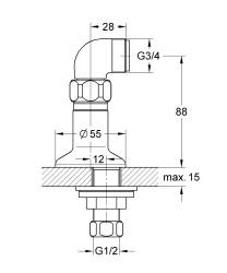 Grohe Set üstü bağlantı dirseği 1/2