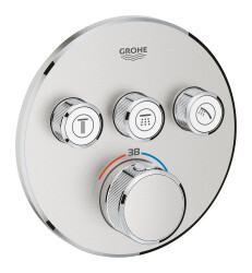 Grohe SmartControl 3 Valfli Akış Kontrollü, Ankastre Termostatik Duş Bataryası Paslanmaz Çelik - 29121DC0 - Grohe