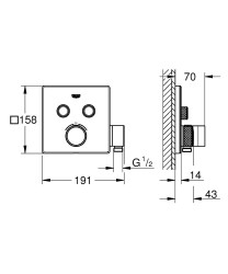 Grohe SmartControl Ankastre Termostatik Banyo Bataryası - 29125000 - 2