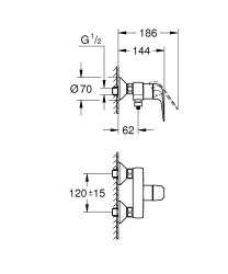 Grohe START ​​Tek kollu banyo bataryası 1/2″ - 24278001 - 2
