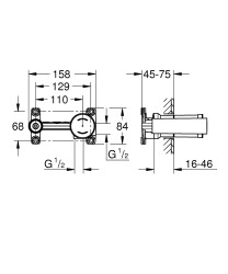 Grohe Tek Kumandalı Lavabo Bataryası, Universal Ankastre İç Gövde - 23571000 - 2