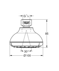 Grohe Tempesta 100 Tepe duşu 1 akışlı - 26050001 - 2