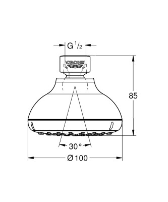 Grohe Tempesta 100 Tepe duşu 1 akışlı - 26050001 - 2