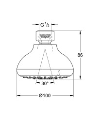 Grohe Tempesta 100 Tepe duşu 4 akışlı - 27606001 - 2